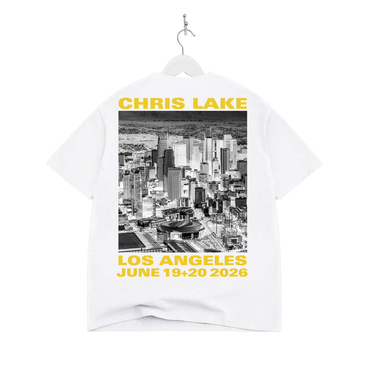 Chris Lake LA 2026 white tee front graphic