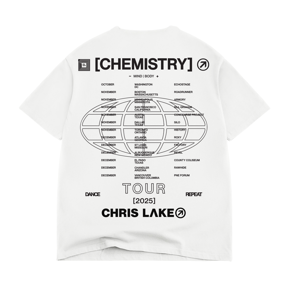 Official Chris Lake Chemistry TOUR TEE - DANCE, primary product view