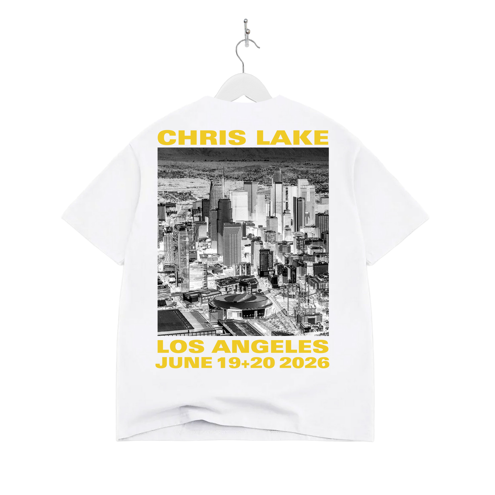 Chris Lake LA 2026 white tee front graphic