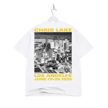 Chris Lake LA 2026 white tee front graphic