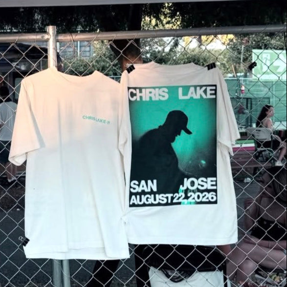 Chris Lake San Jose 2026 limited white tee product view one