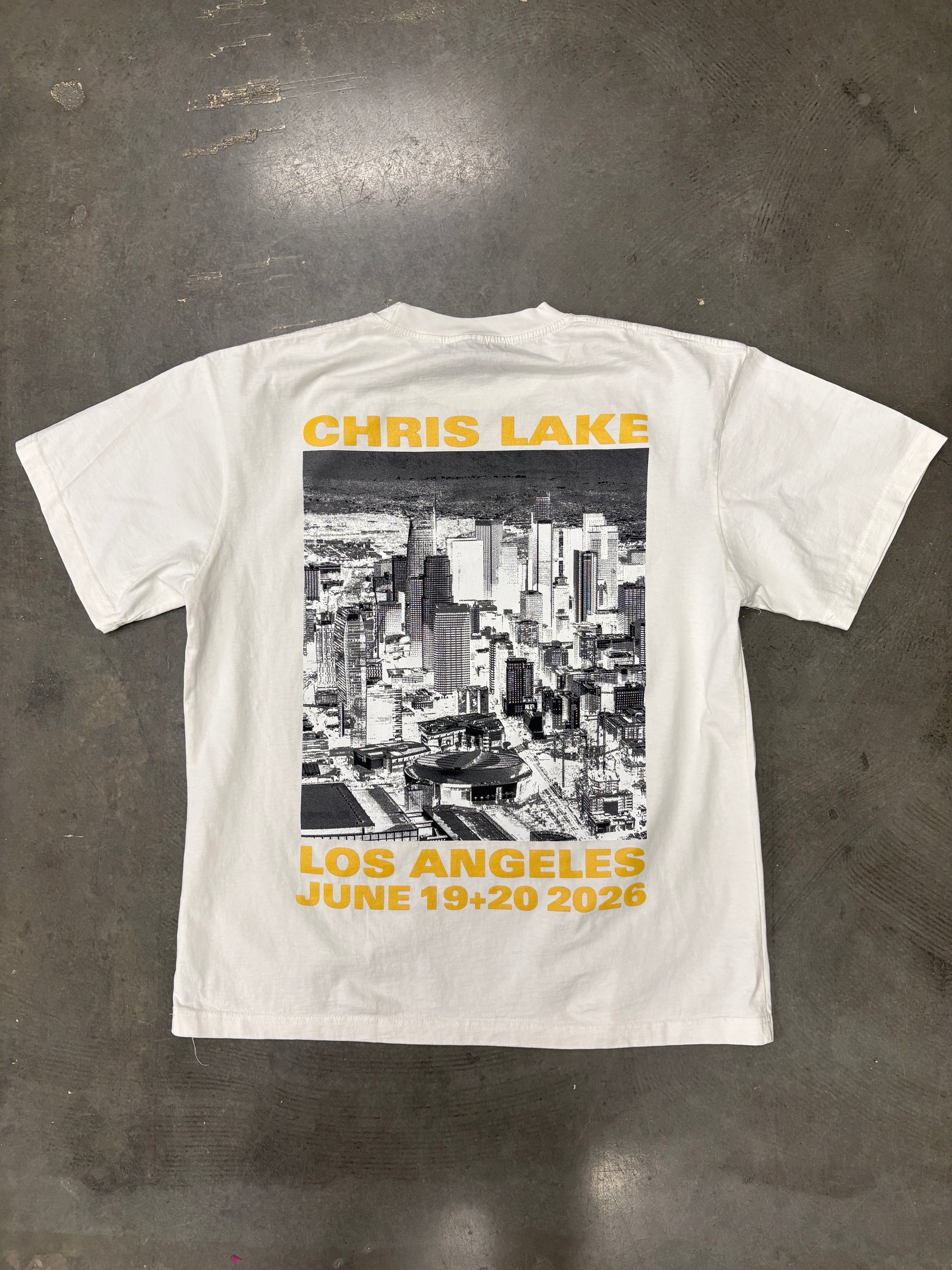 Chris Lake LA Historic Park white tee lifestyle image