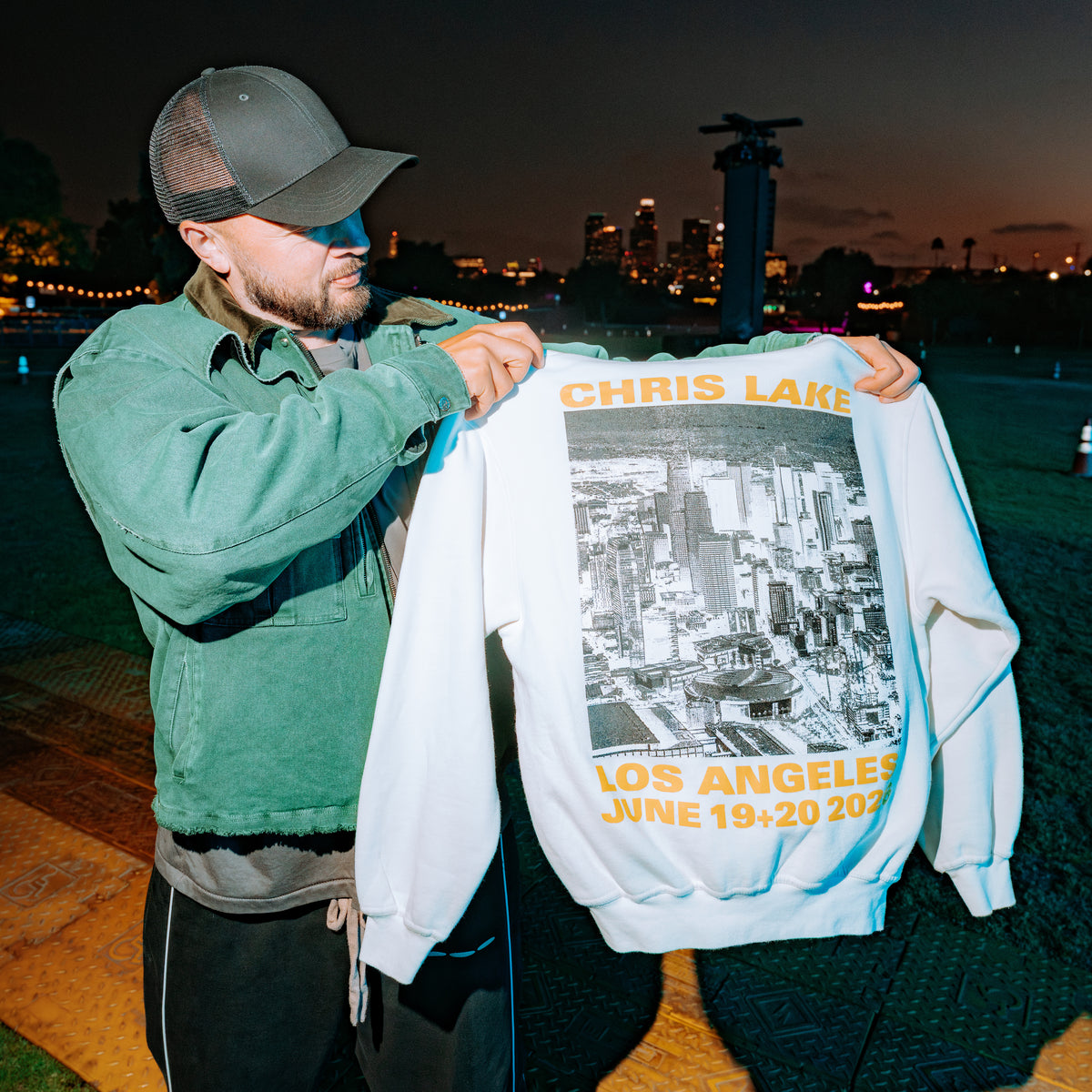 Official Chris Lake LA '26 - ZIP-UP HOODIE - WHITE, primary product view