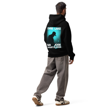 Chris Lake San Jose 2026 black pullover hoodie alternate back view